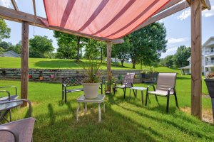 Chairs on green grass