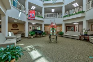 senior living comfortable lobby