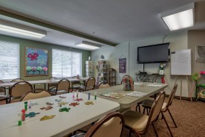 Fun game room designed for seniors