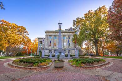 View of North Carolina State Capitol building in fall season